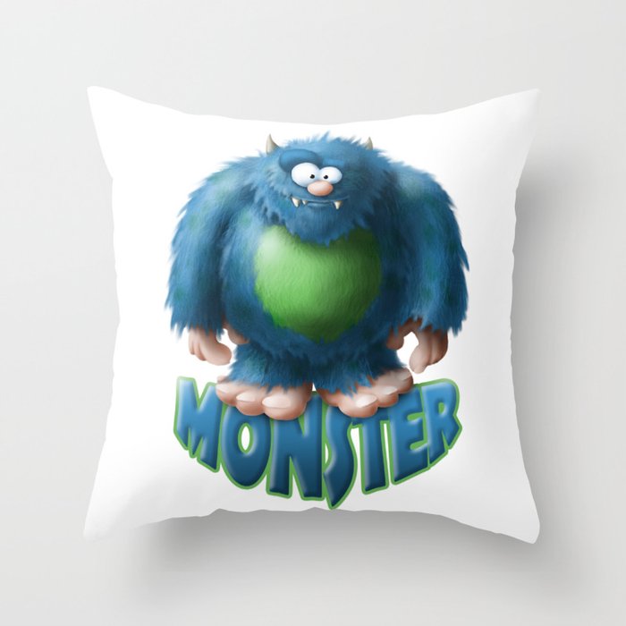 Monster Blue Throw Pillow