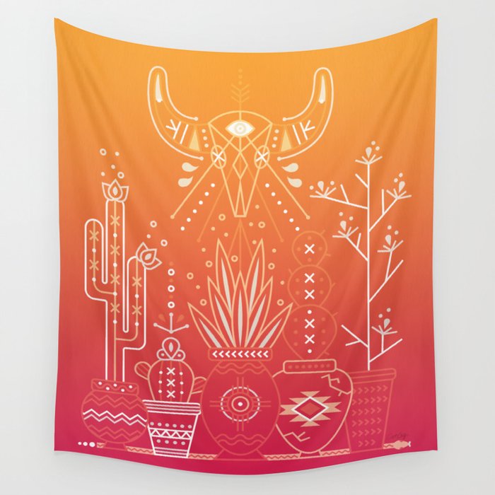 Santa Fe Garden – Orange Sunset Wall Tapestry