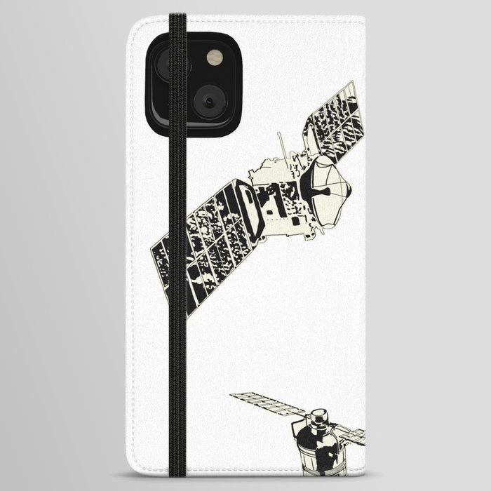 satellites floating in outer space iPhone Wallet Case
