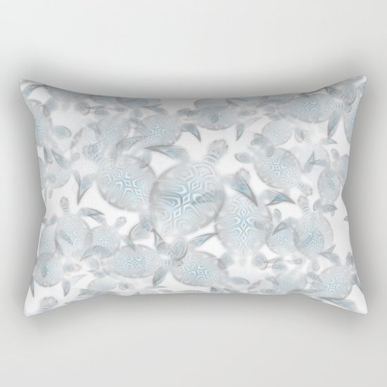 Silver Turtles Pattern Rectangular Pillow