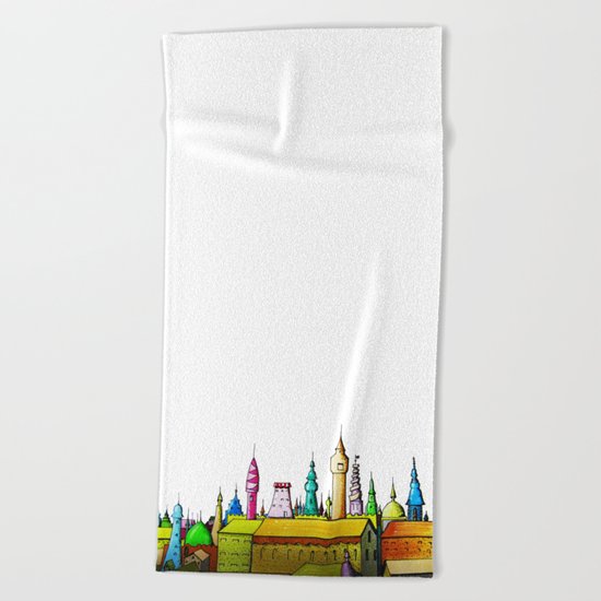 fabulous city painted Beach Towel