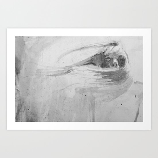 Wind in her hair Art Print