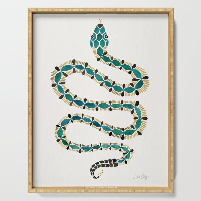 Emerald & Gold Serpent Serving Tray