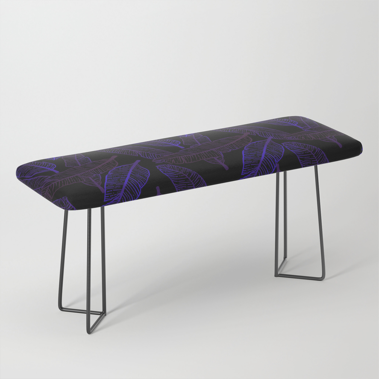 Banana Leaf Black Glow Plum Bench By Hundilaul Society6
