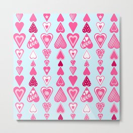 Pink Chain of Hearts Metal Print