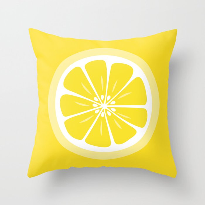 Lemon Fruit Slice Summer Fun Throw Pillow