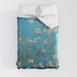 Vincent van Gogh Blossoming Almond Tree (Almond Blossoms) Medium Blue Duvet Cover