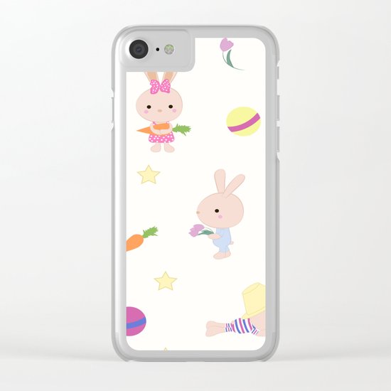 Funny bunnies, cute cartoon characters Clear iPhone Case