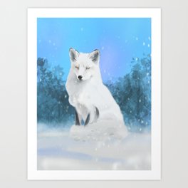 Snow fox Art Print
