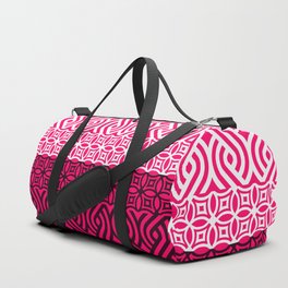 Hot Pink Plait Pattern on Black and White Duffle Bag