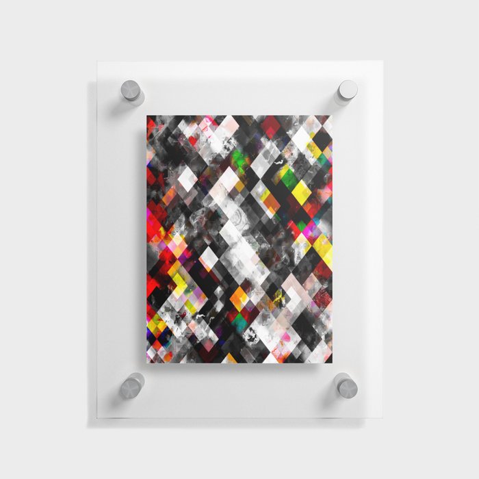 geometric pixel square pattern abstract background in red yellow green Floating Acrylic Print