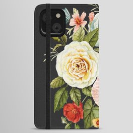Wildflower and Butterflies Bouquet on Charcoal Black iPhone Wallet Case