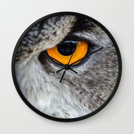 NIGHT OWL - EYE - CLOSE UP PHOTOGRAPHY - ANIMALS - NATURE Wall Clock