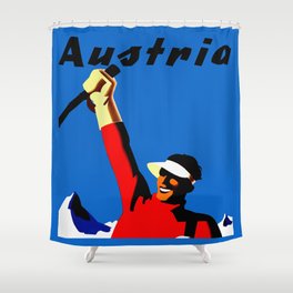 Vintage Austria Snow Skiing Travel Shower Curtain