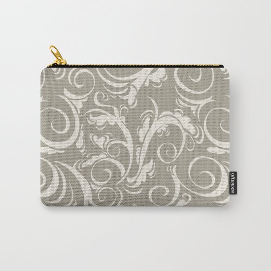 Gray Grey Alabaster Flora Carry-All Pouch
