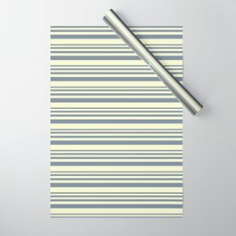 [ Thumbnail: Light Slate Gray & Light Yellow Colored Lined Pattern Wrapping Paper ]