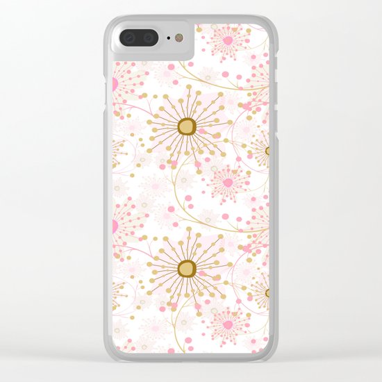 Retro . Abstract pattern Dandelions . Clear iPhone Case