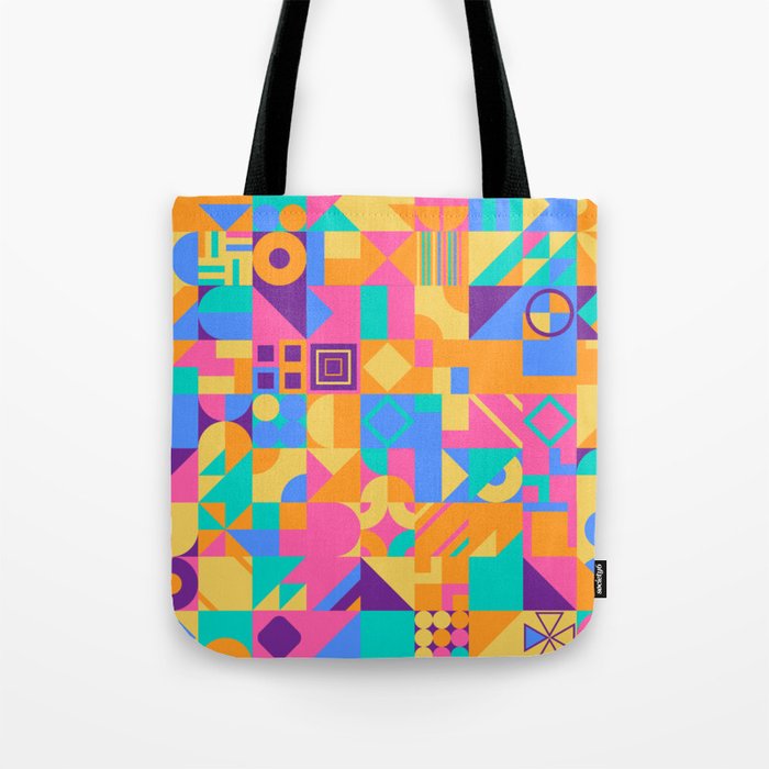 Pink, Orange, Purple Colorful Minimalist Geometric Design Gift Pattern Tote Bag