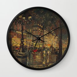 A Lovely Night in Paris, Portrait of Two women amid city lights painting by Konstantin Korovin Wall Clock