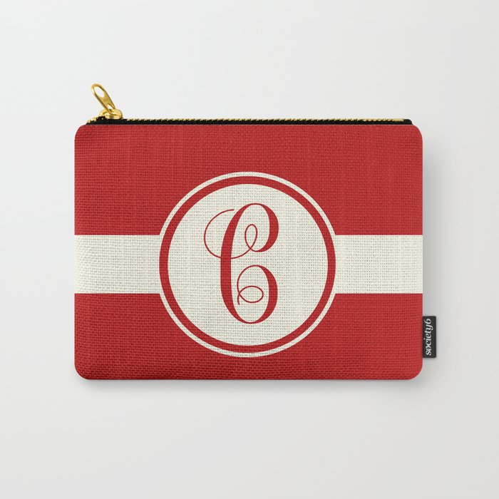Monogram Letter C in Red and Cream Carry-All Pouch