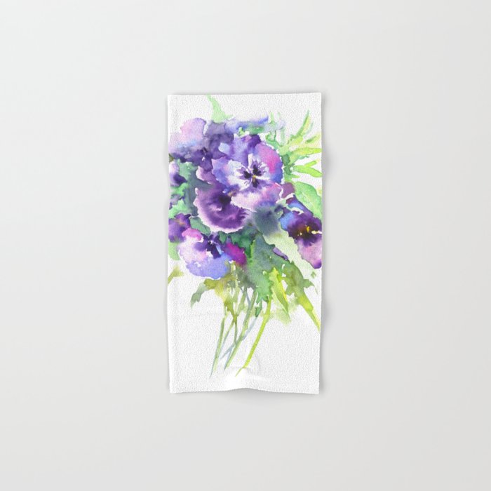 Pansy, flowers, violet flowers, gift for woman design floral vintage style Hand & Bath Towel