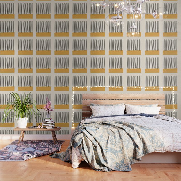 Mid Century Modern Minimalist Rothko Inspired Color Field With Lines Geometric Style Wallpaper