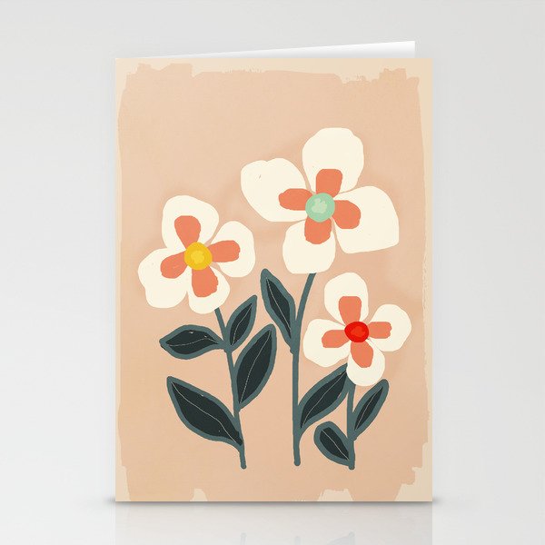 Minimal Retro Flowers 01 Stationery Cards