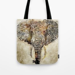 Elephant Vintage Watercolor Art Tote Bag