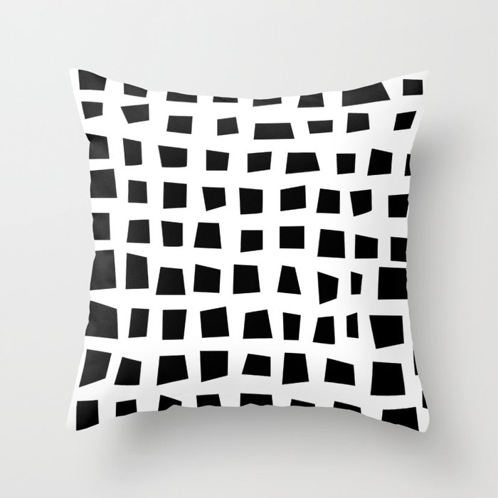 black free squares Throw Pillow
