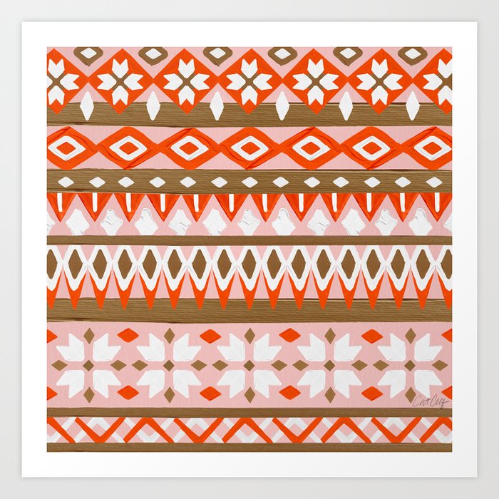 Winter Knit – Red & Burnt Sienna Art Print