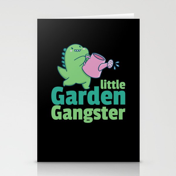 Little Garden Gangster Cute Dinosaur Gardener Stationery Cards