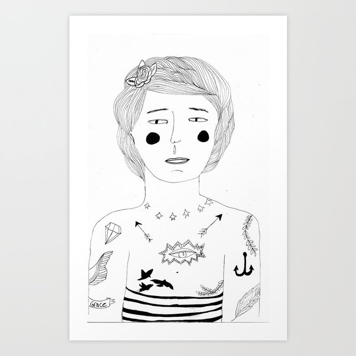 Tattooed Lady Art Print
