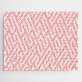 Retro Pink Geometric Pattern Mid Century Abstract Pattern Vintage Pink Pattern Jigsaw Puzzle