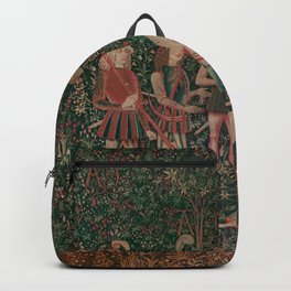 Unicorn Hunt Medieval Art - Hunt Begins Backpack | Horn, Hunter, Animal, Middleages, Magical, Renaissance, Aesthetic, Beast, Plant, Painting 
