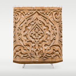 Symbolic patterns carved in wood 2 Shower Curtain | Pattern, Wooden, Ancient, Ornament, Wood, Symbolic, Floral, Vintage, Retro, Ethnic 