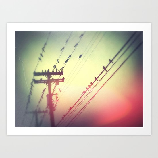 Birds on Wire Art Print