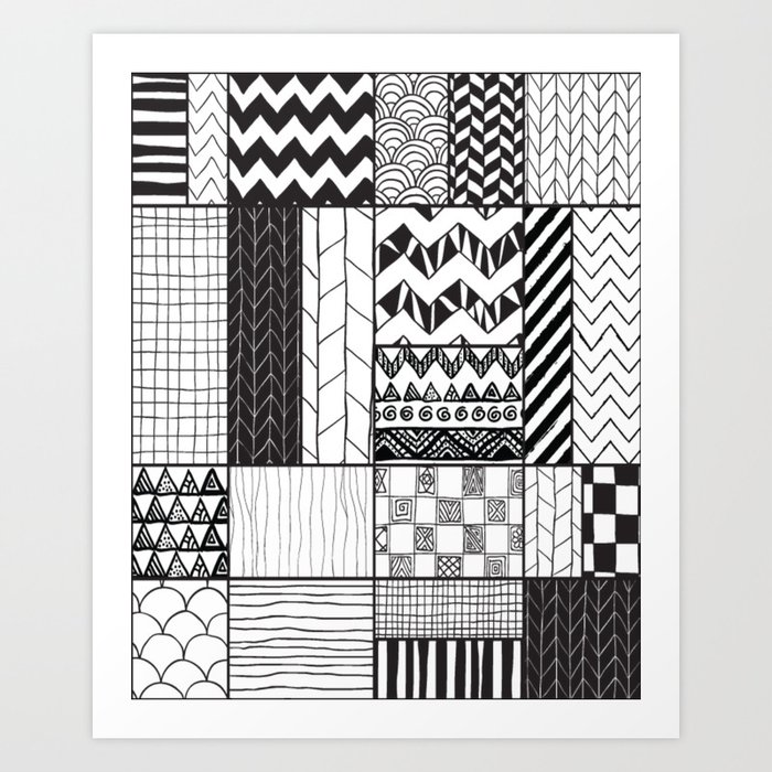 Various B&W Patterns Art Print