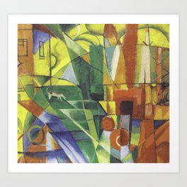 Franz Marc Landscape with House Dog and Cattle Art Print