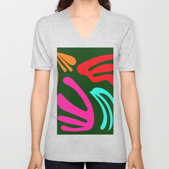 5 Matisse Cut Outs Inspired 220602 Abstract Shapes Organic Valourine Original V Neck T Shirt