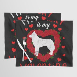 Dog Animal Hearts Day Husky My Valentines Day Placemat