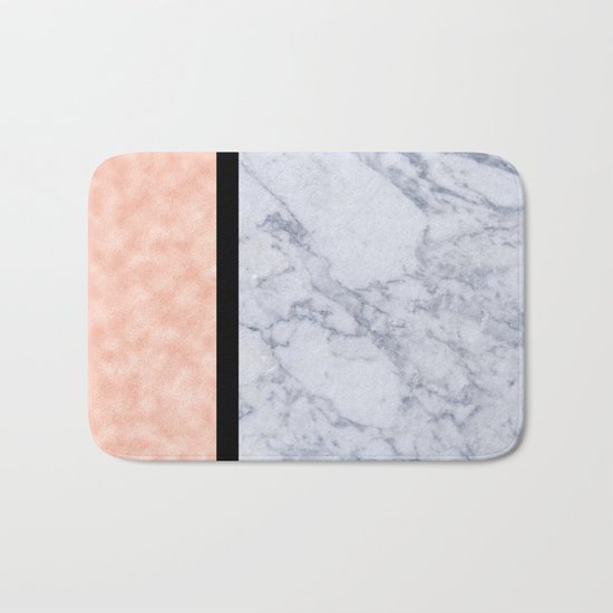 Modern candy pink and marble Bath Mat