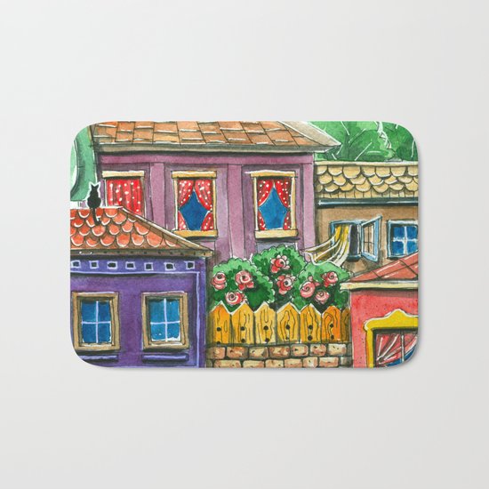 Doodle houses Bath Mat