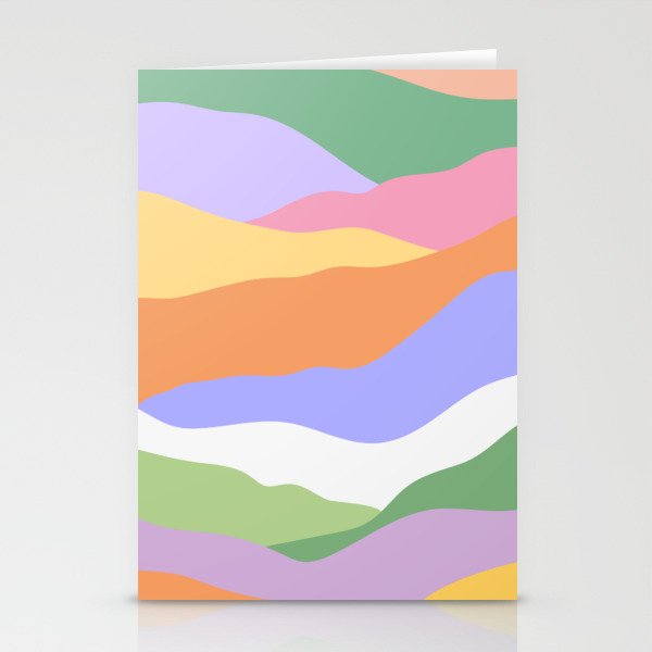 Retro Abstract Colorful Waves Stationery Cards