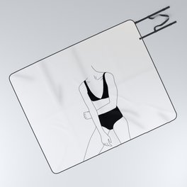 Woman in bikini line drawing - Alana Picnic Blanket