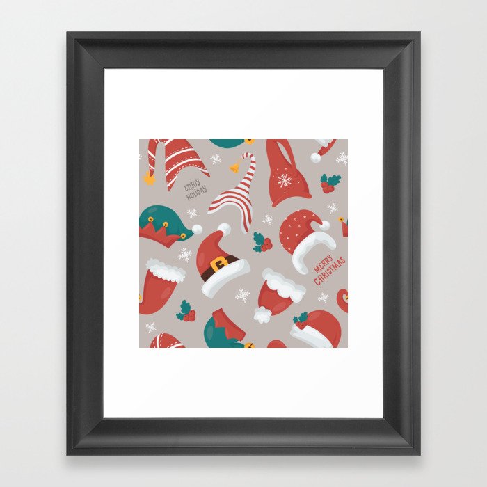 Christmas gnomes seamless pattern Framed Art Print