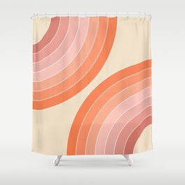Orange and pink retro style circles Shower Curtain