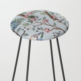 Seamless pattern in chinoiserie style with peonies trees and birds. Vintage,  Counter Stool