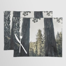 Twin giant redwoods / sequoias Pacific Coast California nature color landscape photograph / photography Placemat