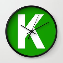 Letter K (White & Green) Wall Clock