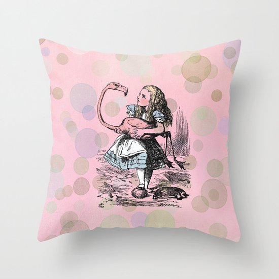 Alice plays Croquet Throw Pillow